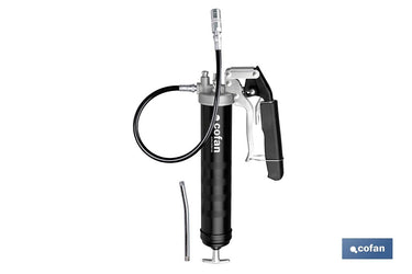 Cofan – Bomba de Engrase Dual Tipo Pistola y Palanca | Hasta 7000 PSI | Compatible con Cartucho 400 g o Grasa a Granel | Uso Profesional